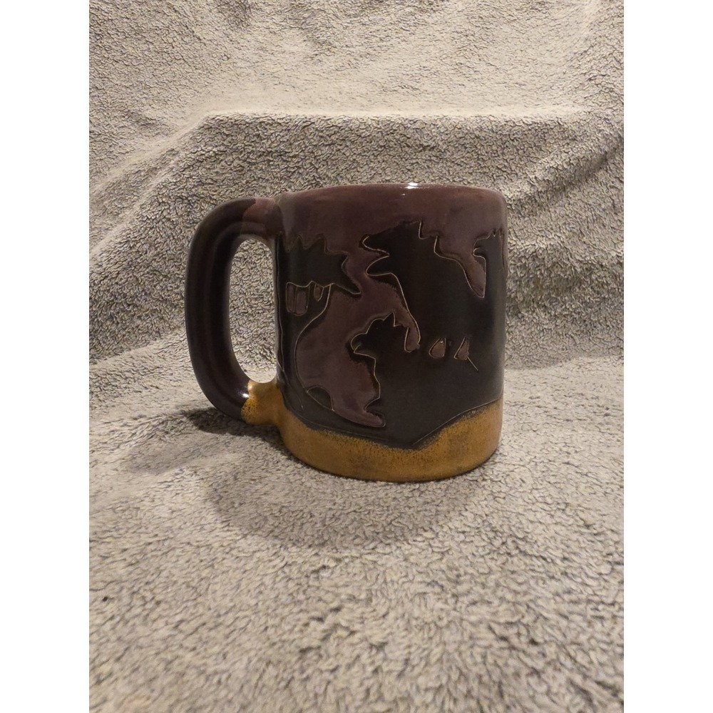 Handcrafted Pottery Signed Mara Ceramic Wolf Silhouette‎ Mug Coffee Tea Cozy